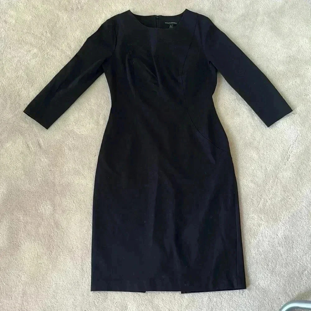 BANANA REPUBLIC black knee length  3/4 sleeve black dress